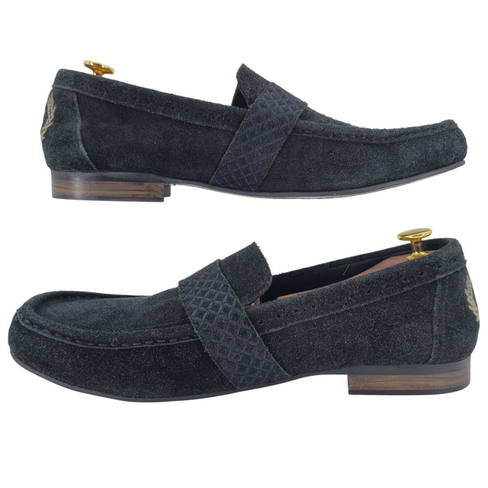 NEW Turk & Fillmore London Dress Shoes Black Suede Mens 12 Handmade Loafers UK - Picture 5 of 11